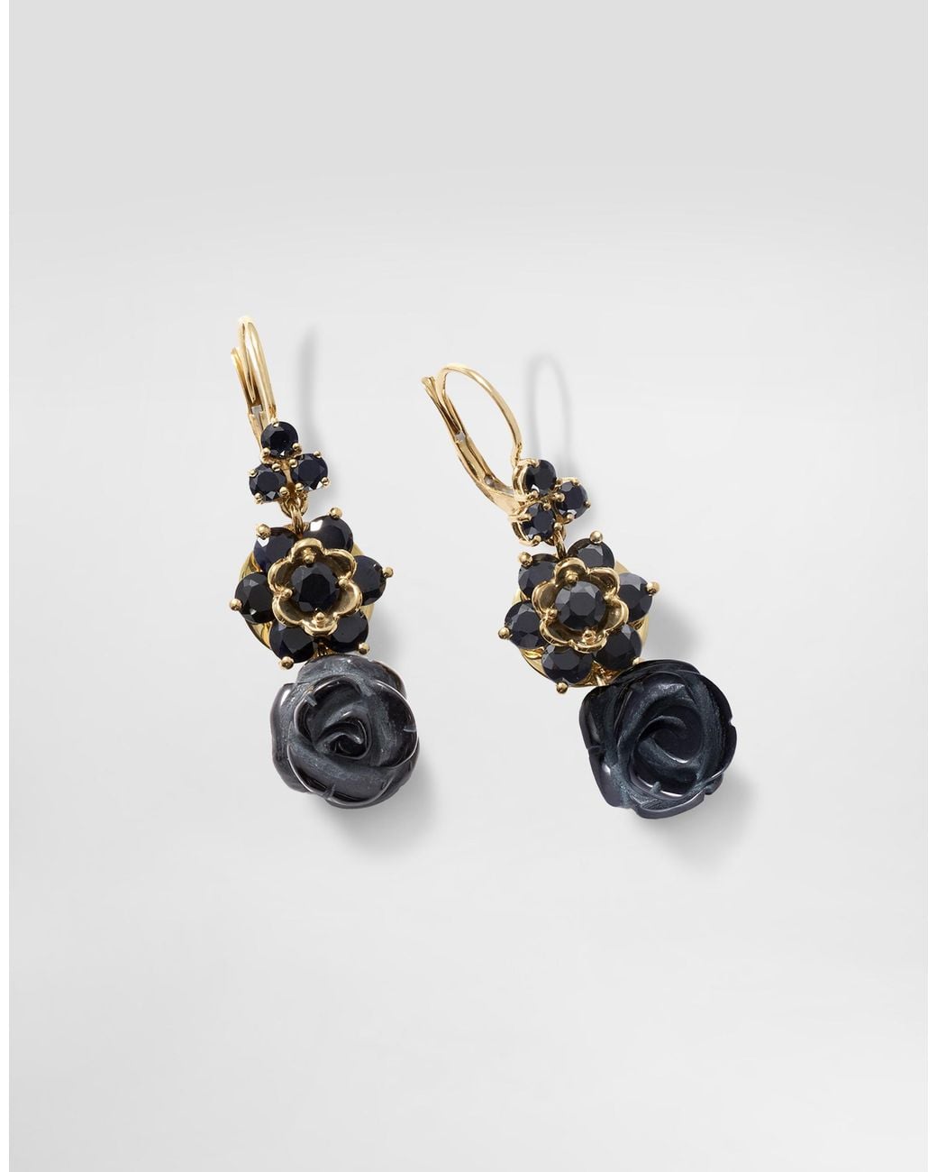 Dolce & Gabbana Metallic Sicily Earrings 18-Carat, Sapphires And Jade