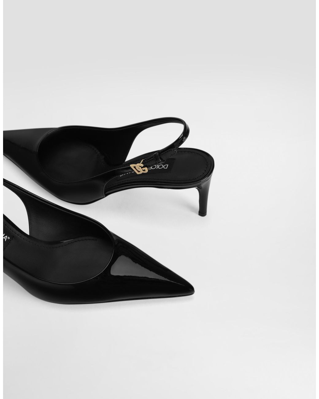 Dolce & Gabbana White Patent Leather Slingbacks