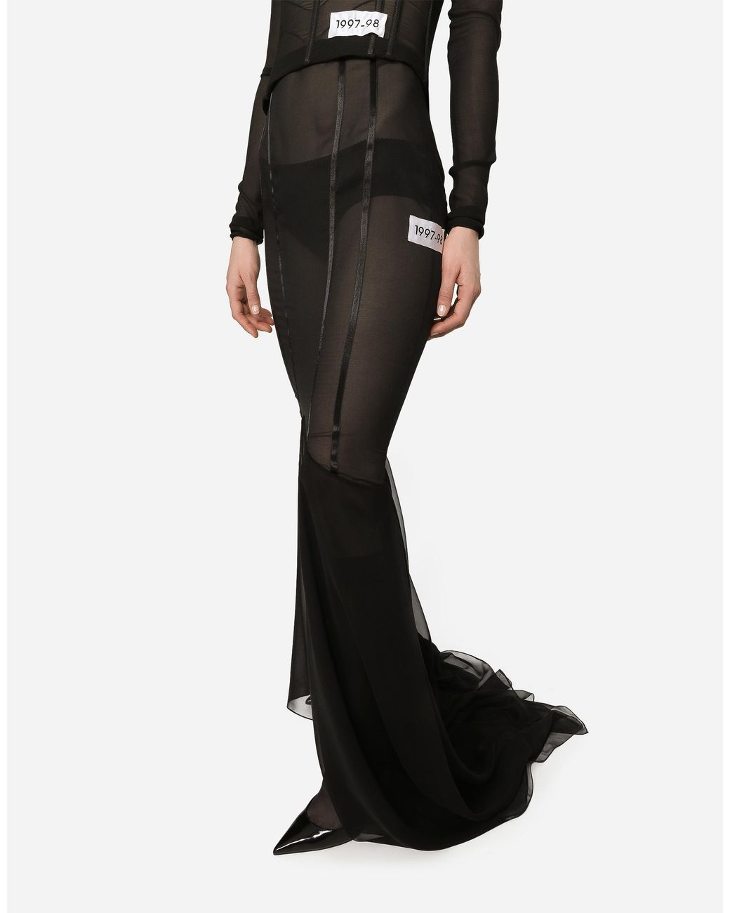 Dolce & Gabbana Black Silk-Blend Sicily Ruffle Maxi Skirt