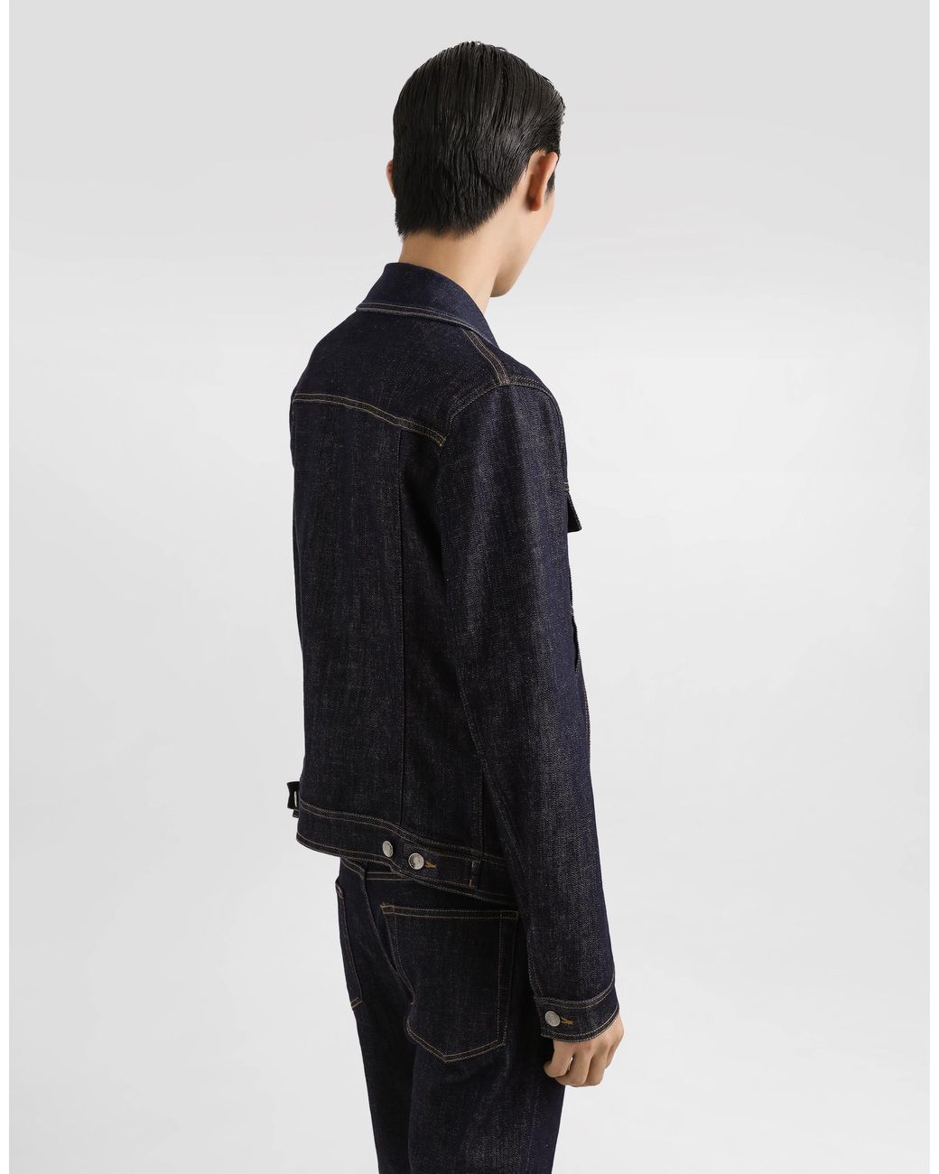 Dolce & Gabbana Blue Cotton Denim Jacket With Patch for men