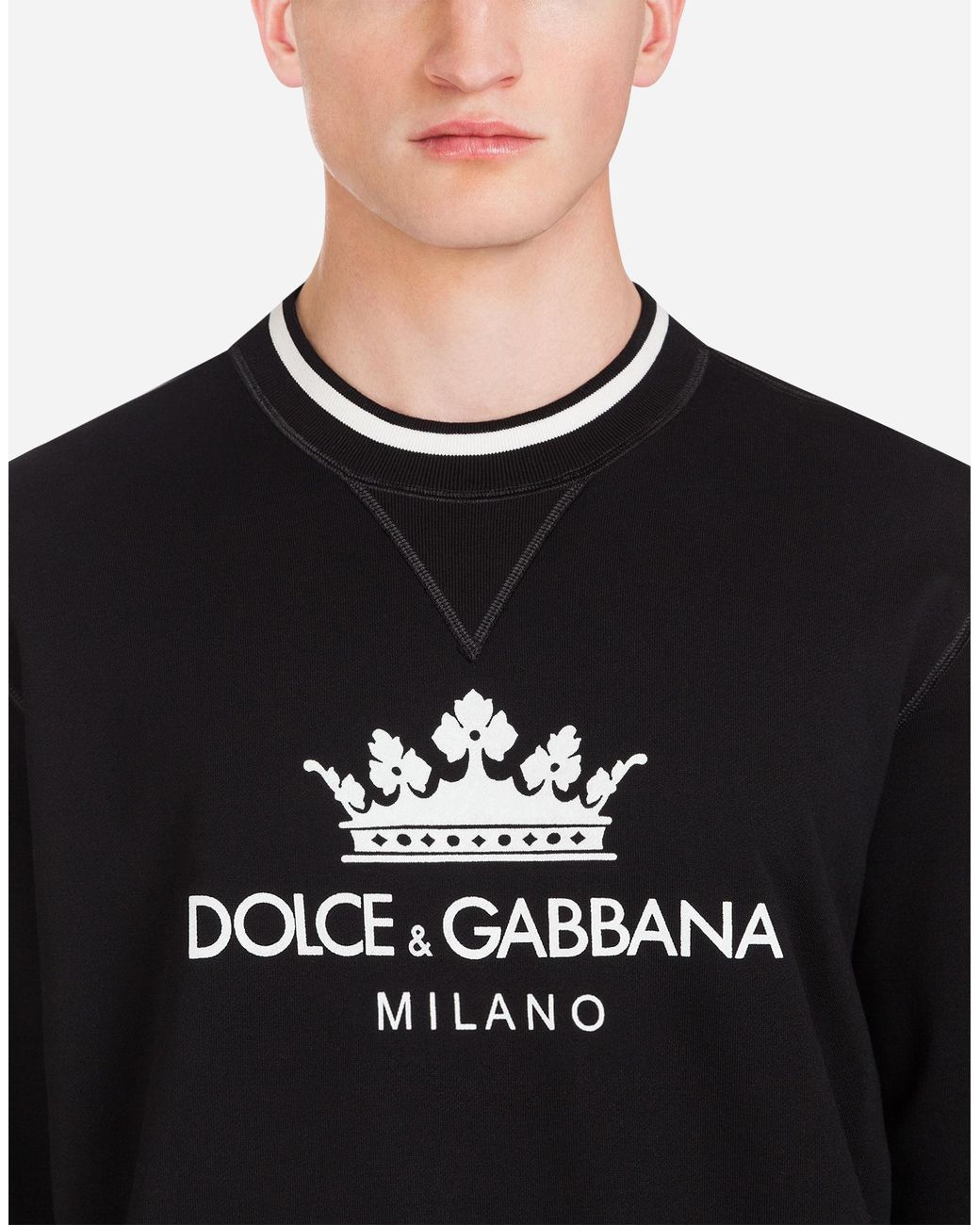 Dolce & Gabbana Milano Logo Crew Sweatshirt in Black for Men | Lyst