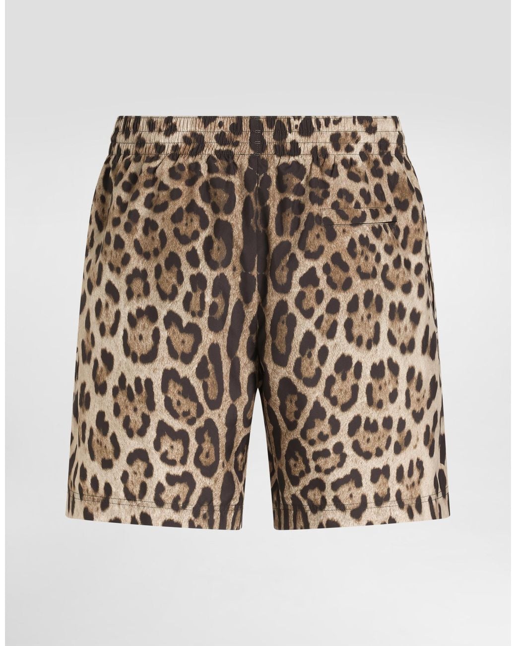 Dolce & Gabbana Brown Mid-Length Swim Trunks With Leopard for men