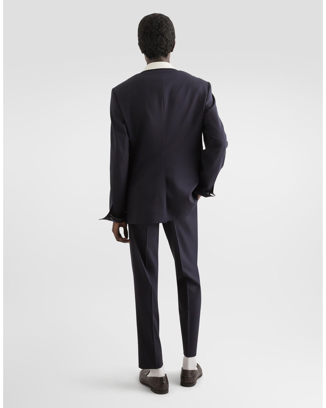 Dolce & Gabbana Blue Single-Breasted Sicilia Light Pinstripe Wool Suit for men