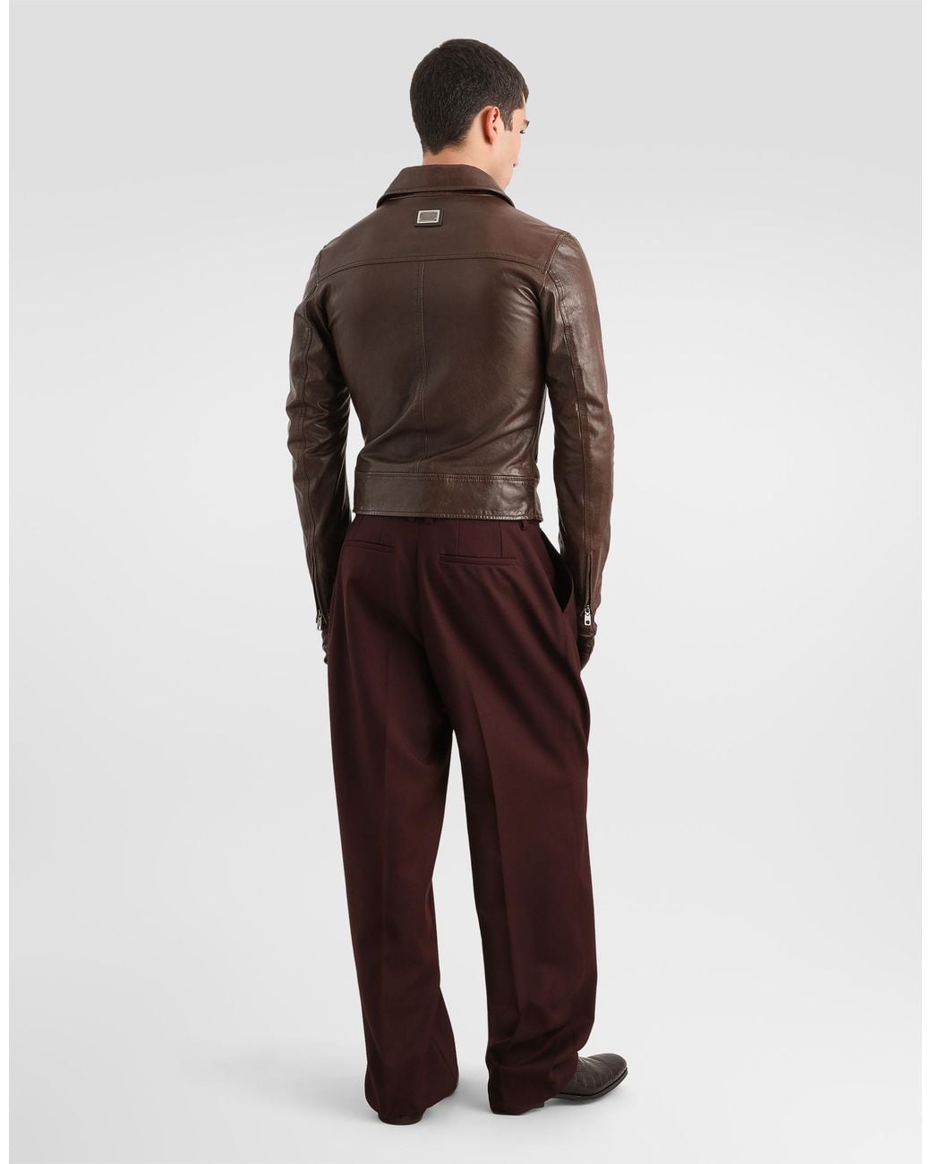 Dolce & Gabbana Brown Leather Jacket for men