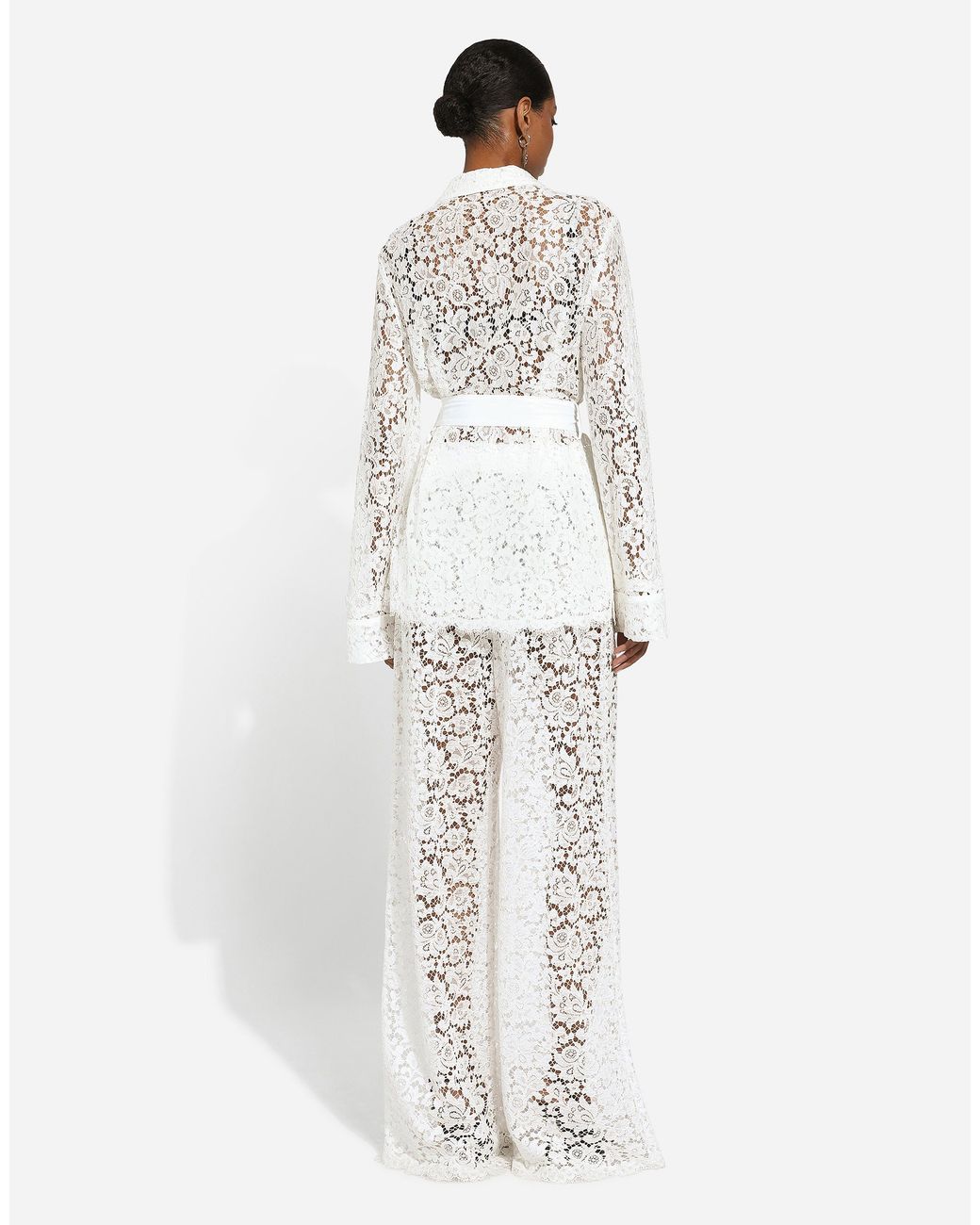 Dolce & Gabbana White Flared Floral Cordonetto Lace Pants