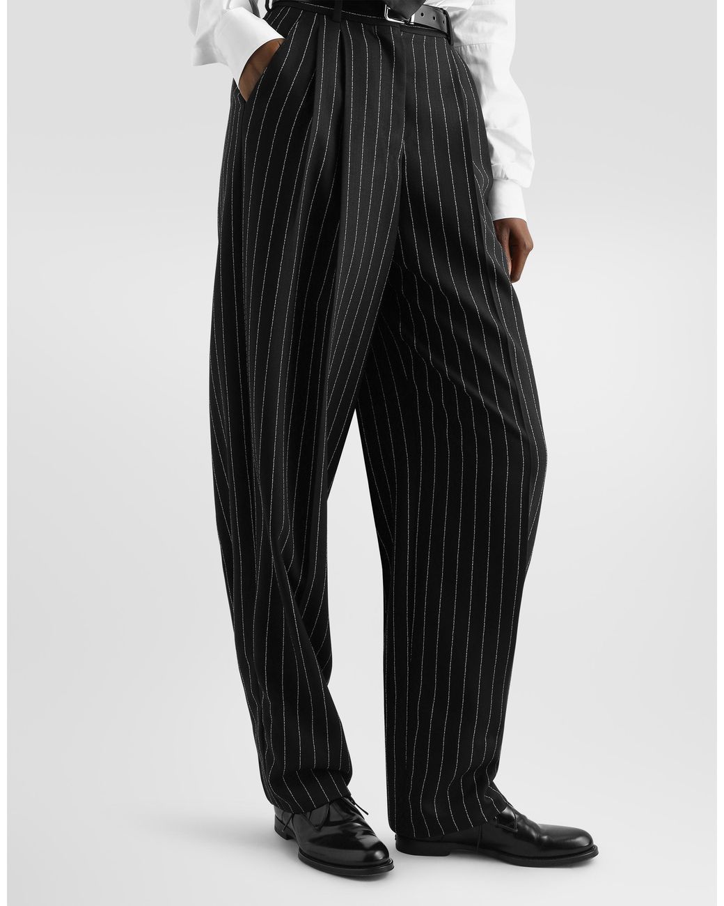 Dolce & Gabbana Black Pinstripe Virgin Wool Trousers