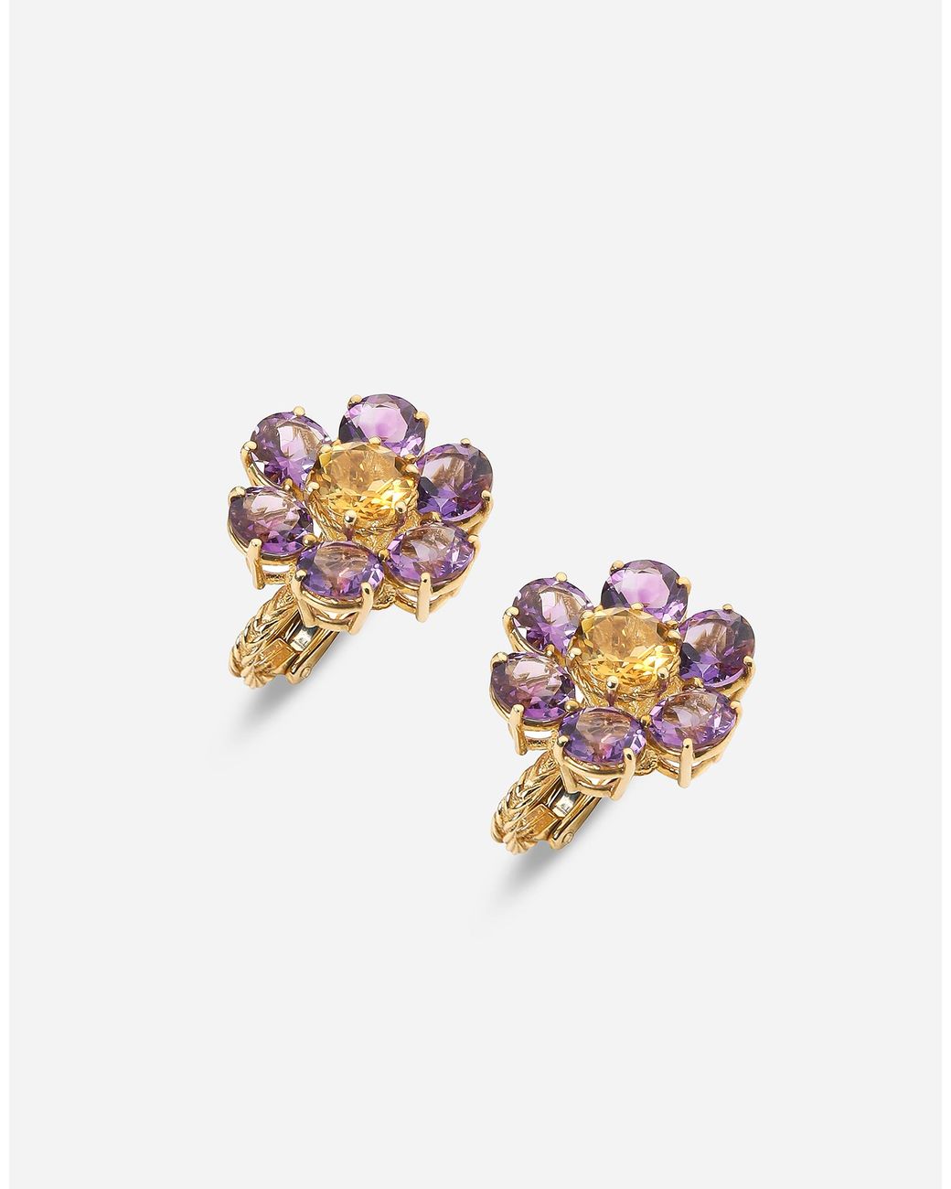 Dolce & Gabbana White Spring Earrings 18Kt And Amethysts