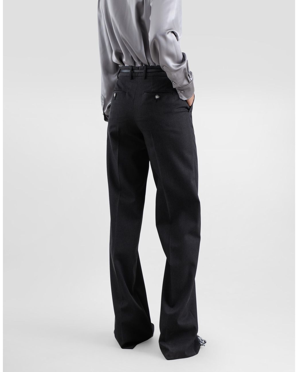 Dolce & Gabbana Blue Flared Woolen Pants