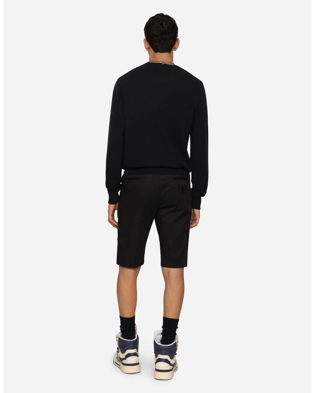 Dolce & Gabbana Black Stretch Cotton Shorts With Dg Patch for men