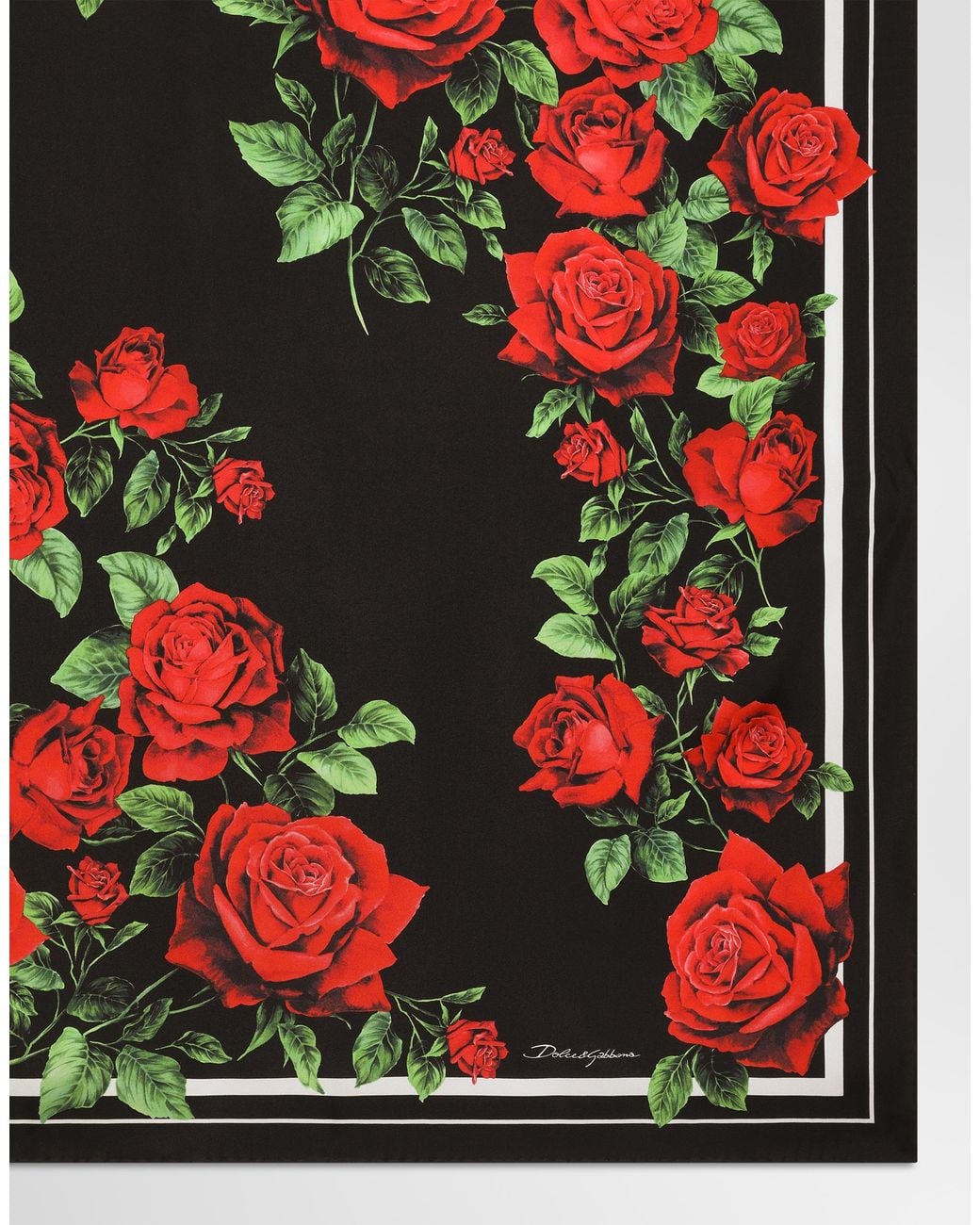 Dolce & Gabbana Red Foulard 90X90 Aus Seidentwill Mit Rosenprint