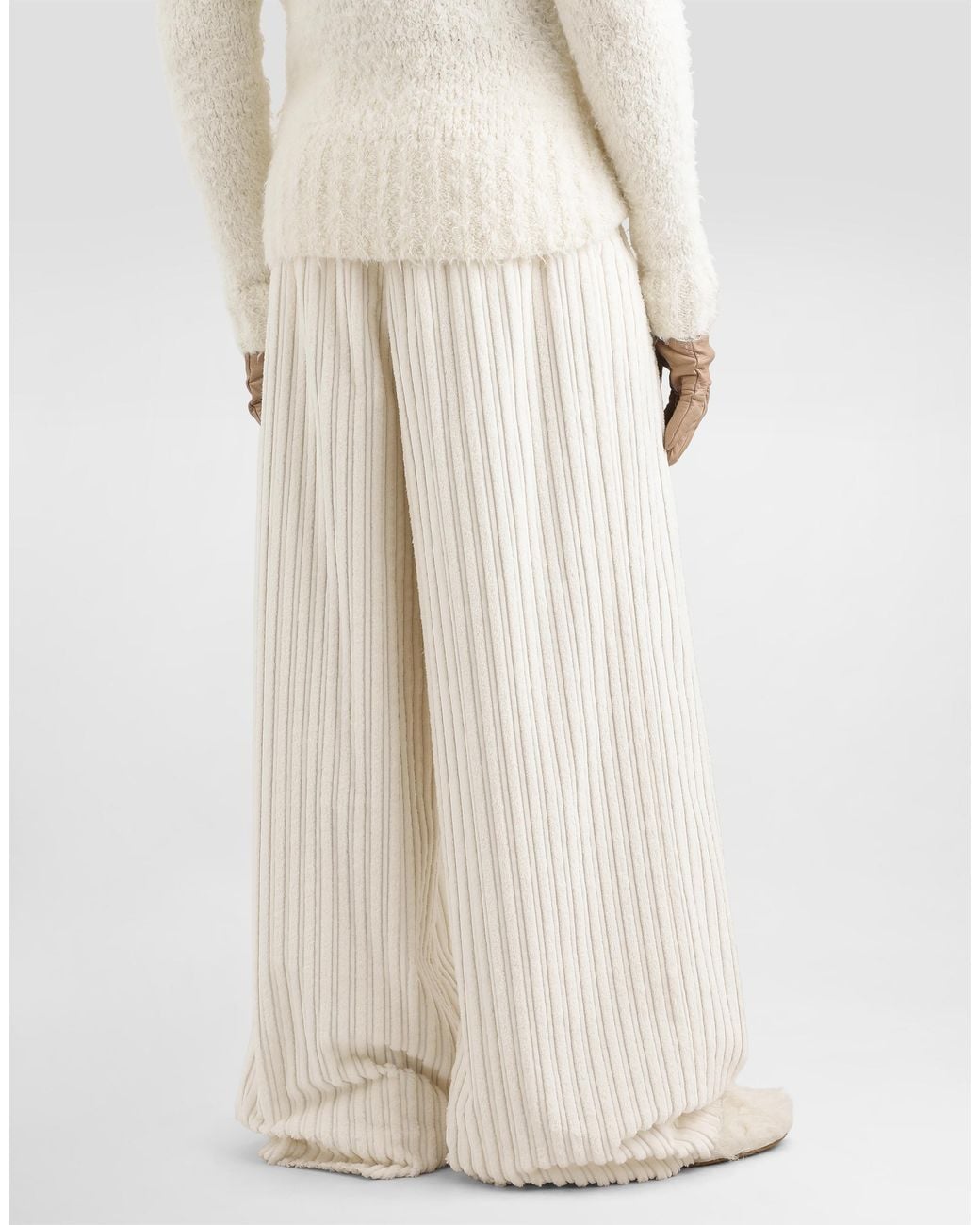 Dolce & Gabbana White Corduroy Trousers for men