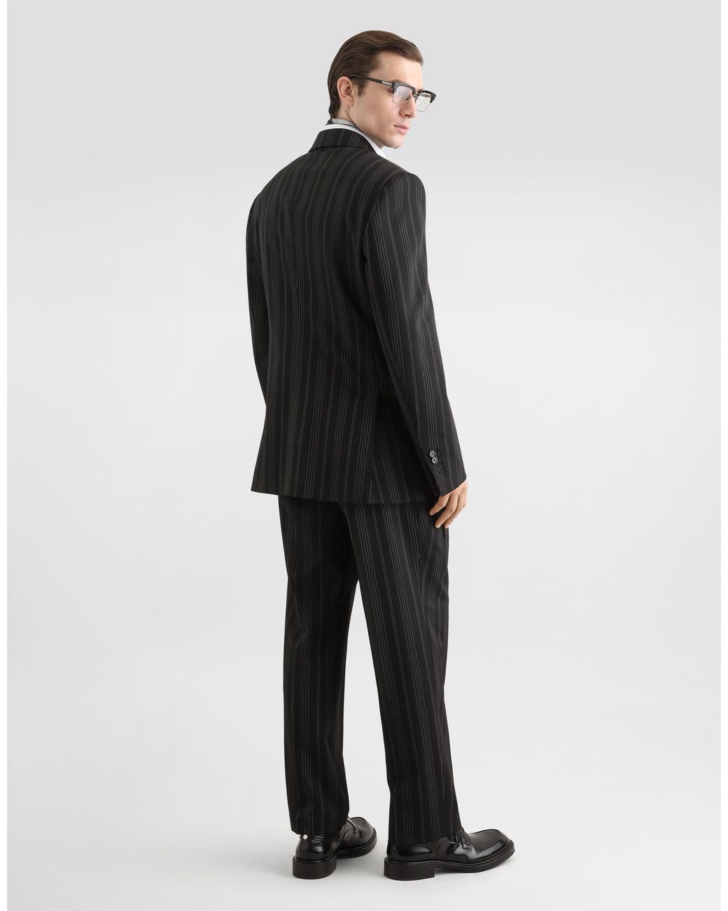 Dolce & Gabbana Black Pinstripe Wool Trousers for men