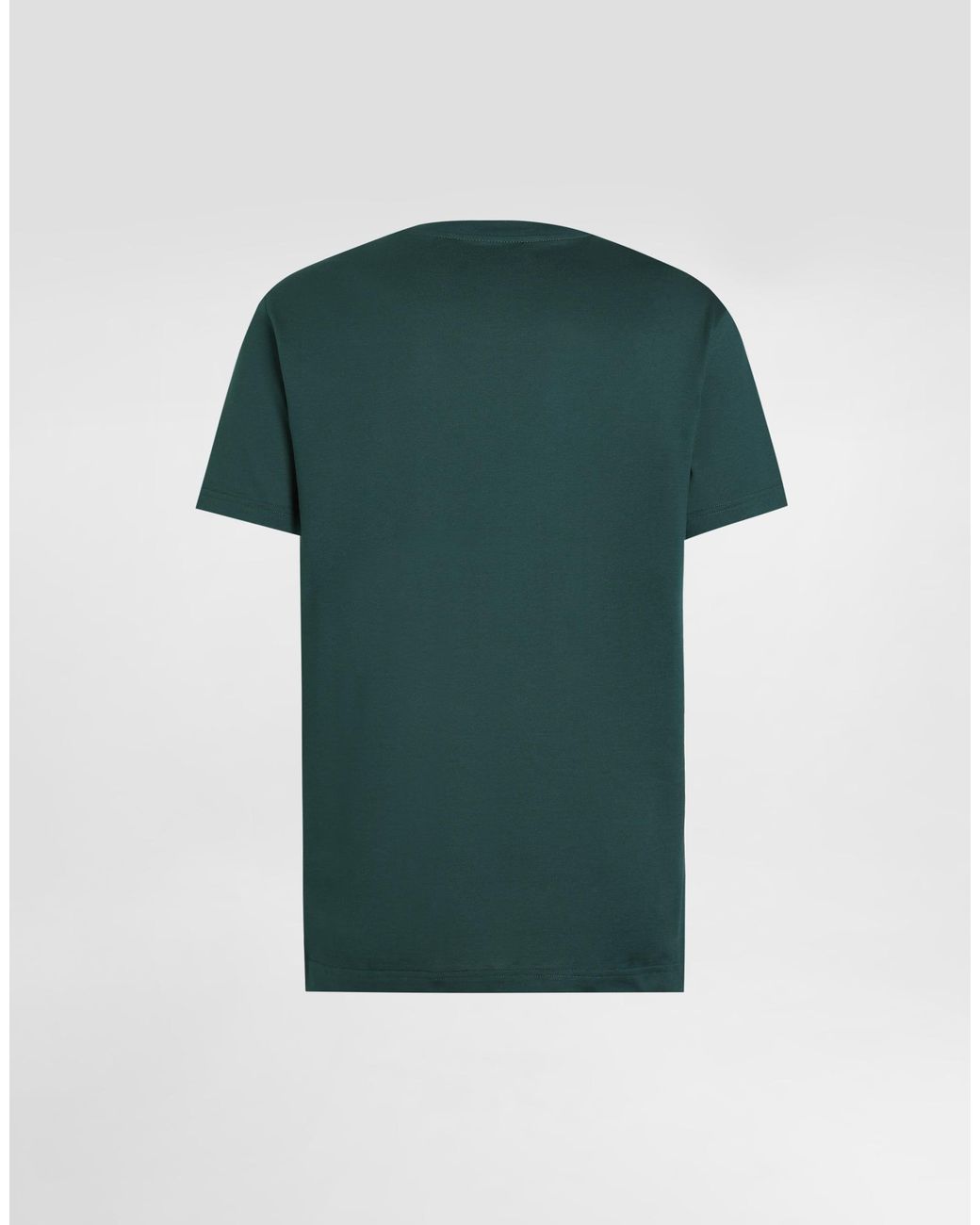 Dolce & Gabbana Green Cotton T-Shirt With Embroidered Patch for men