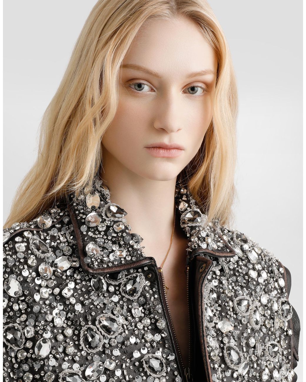 Dolce & Gabbana Gray Vintage Leather Vest With Embroidery