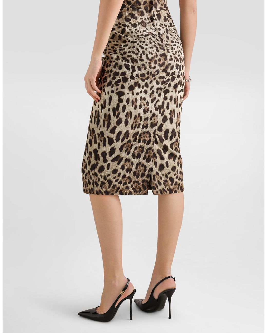 Dolce & Gabbana White Leo- Brocade Skirt