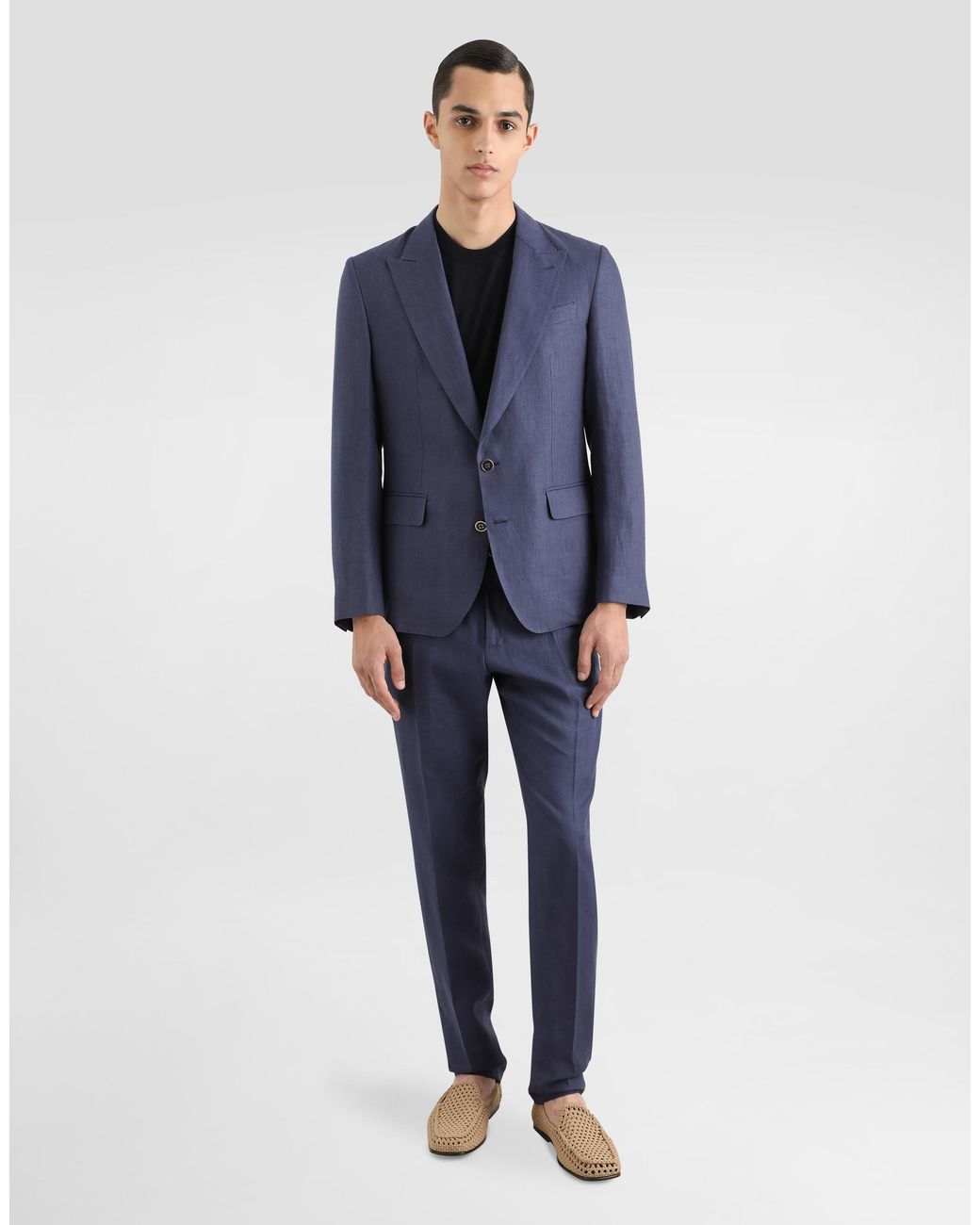 Dolce & Gabbana Blue Linen Sicilia-Fit Jacket for men