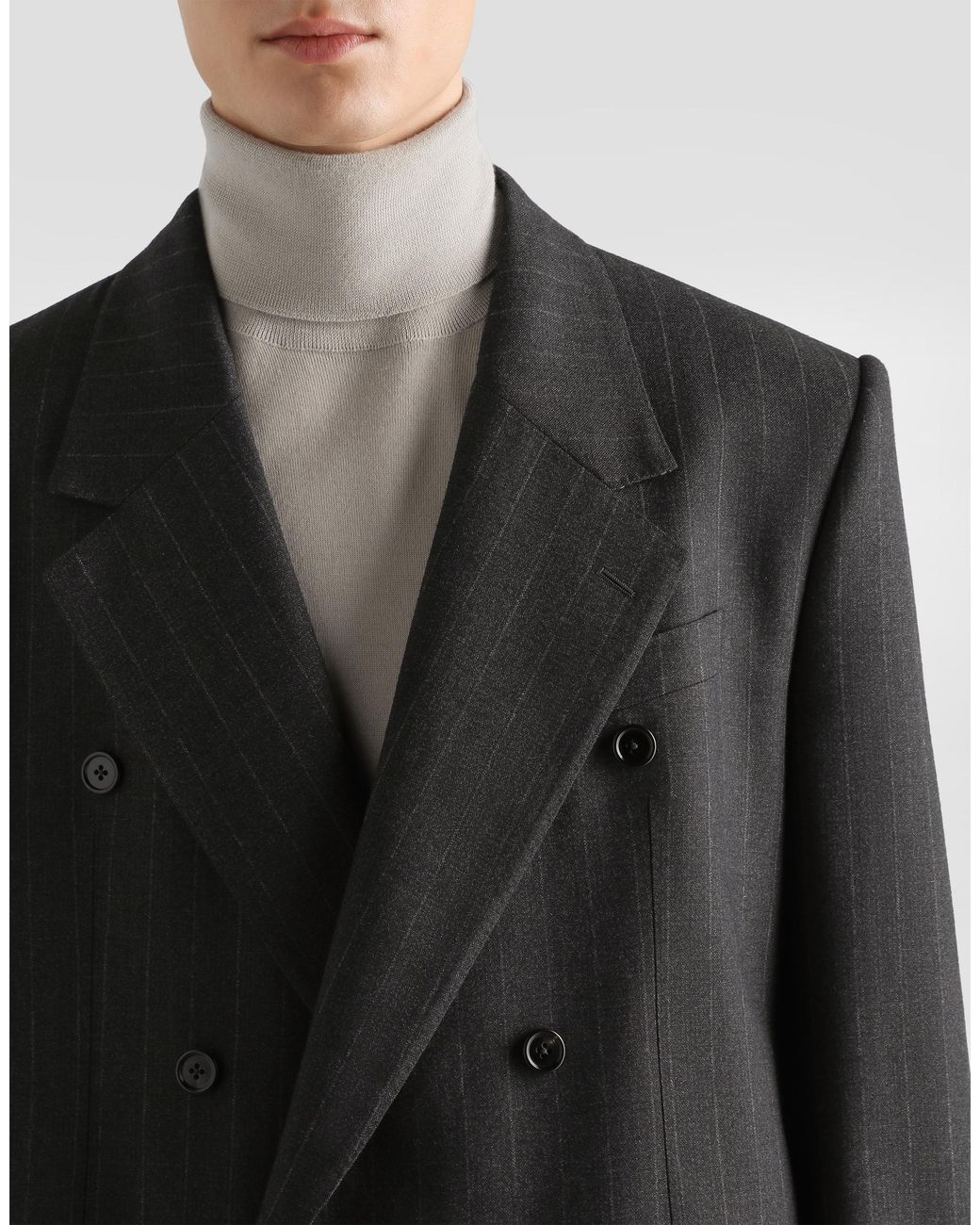 Dolce & Gabbana Black Palermo Double-Breasted Pinstripe Wool Jacket for men