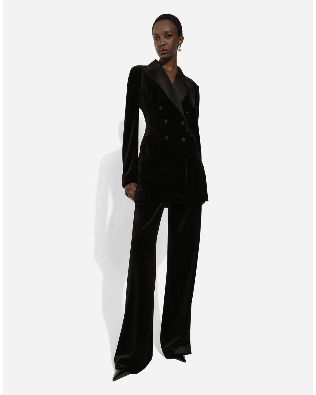 Chaqueta Dolce larga de botonadura sencilla en cady de lana Dolce & Gabbana de color Black