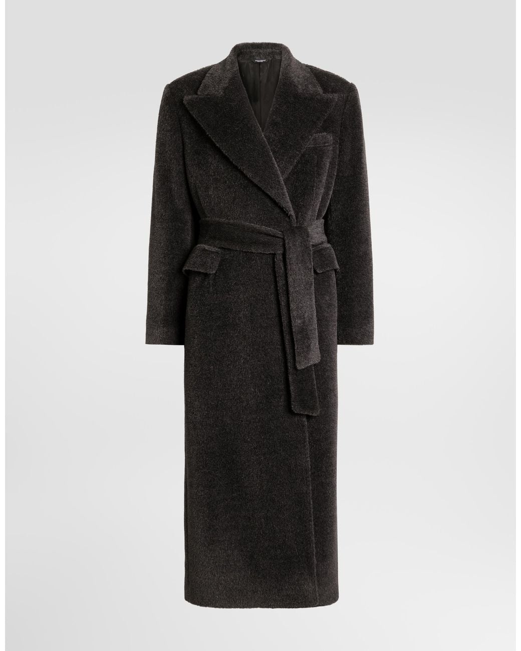 Dolce & Gabbana Black Double-Breasted Alpaca Coat for men