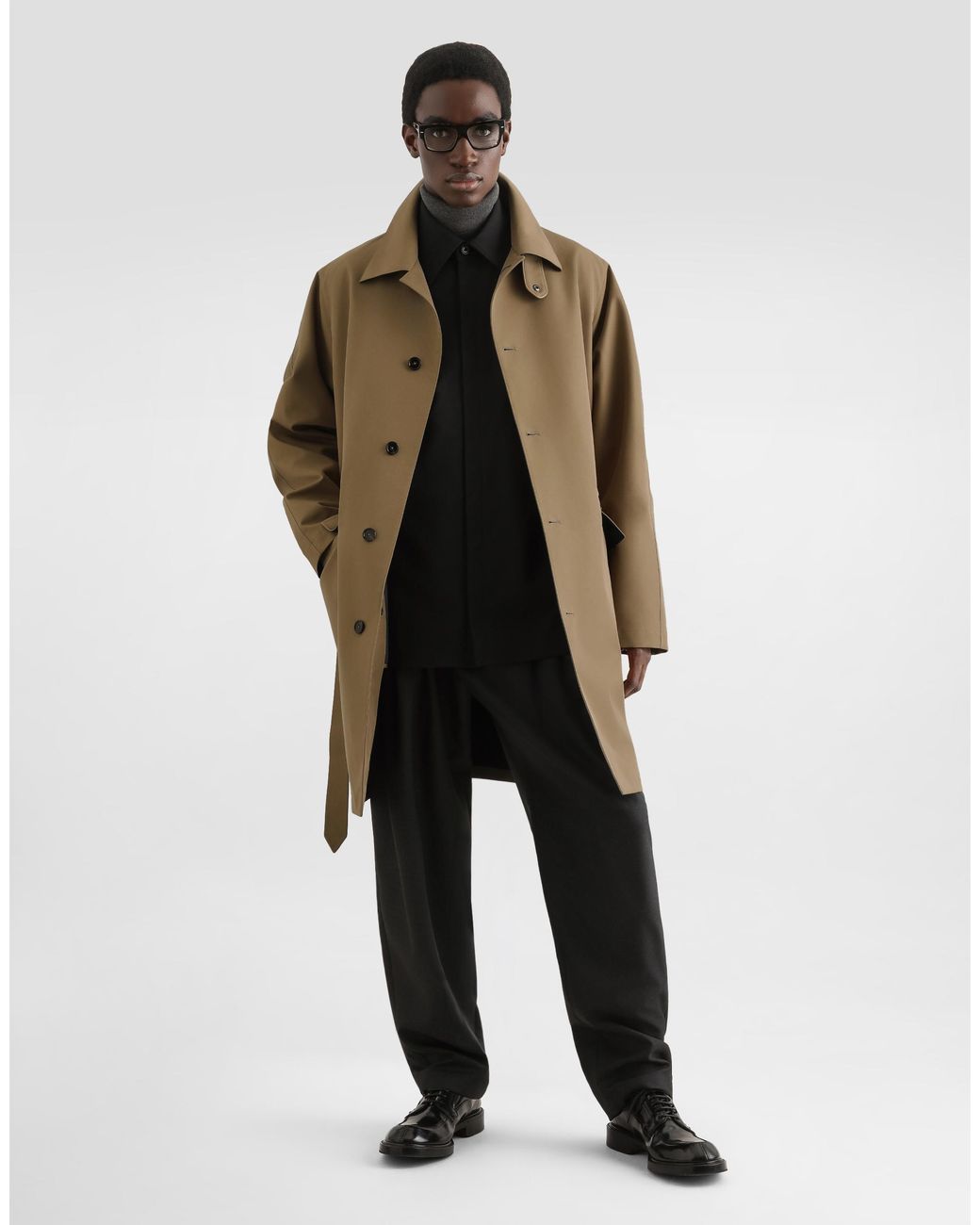 Dolce & Gabbana Natural Single-Breasted Cotton Trench Coat for men
