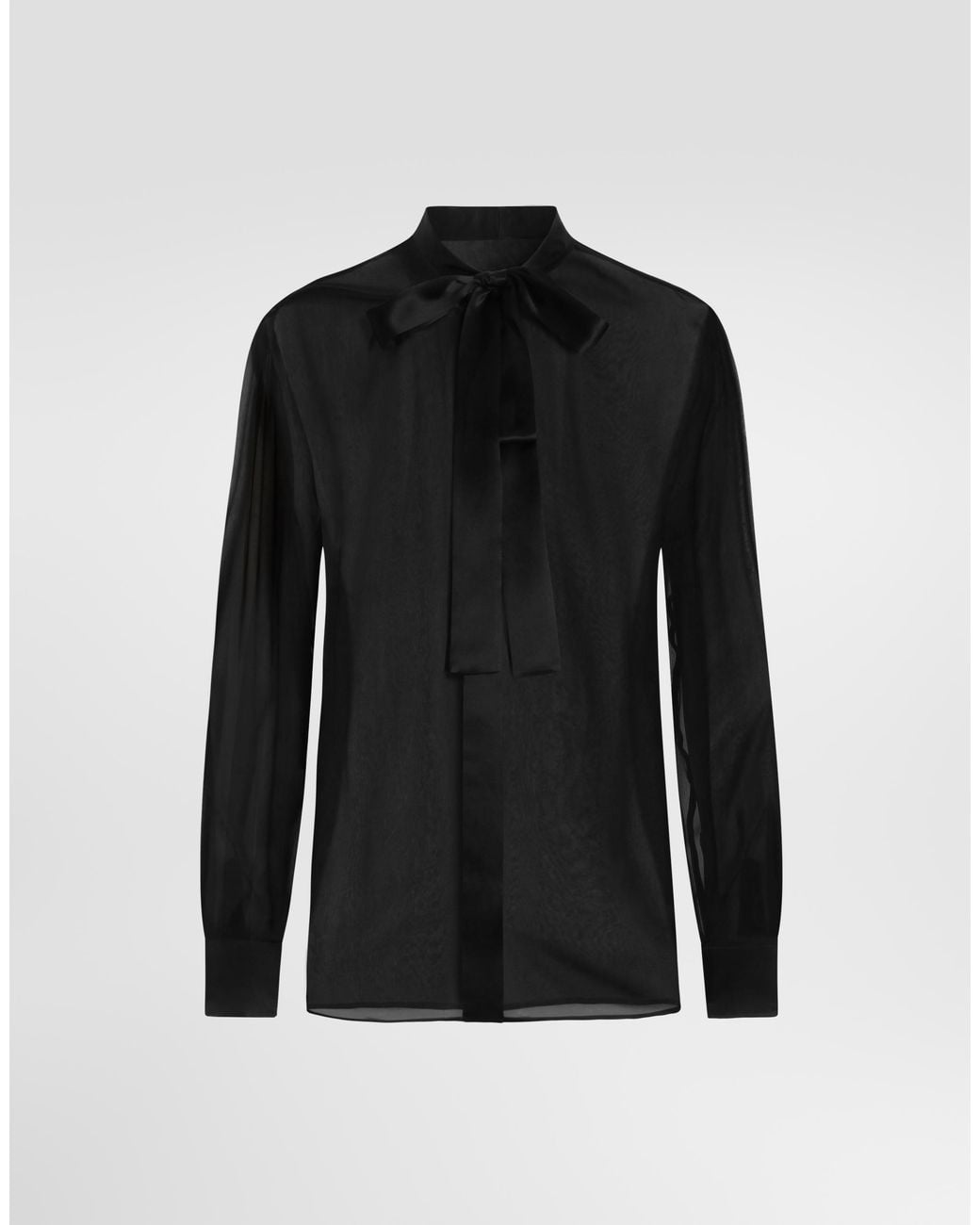 Dolce & Gabbana Black Chiffon Pussy-Bow Shirt