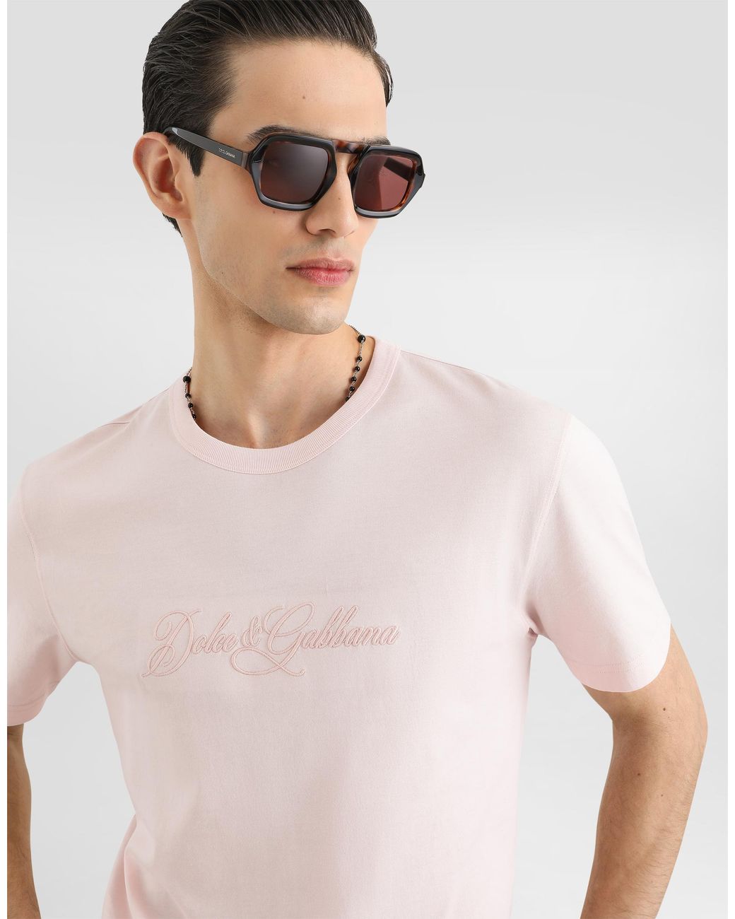 Dolce & Gabbana Pink T-Shirt M/Corta Giro for men