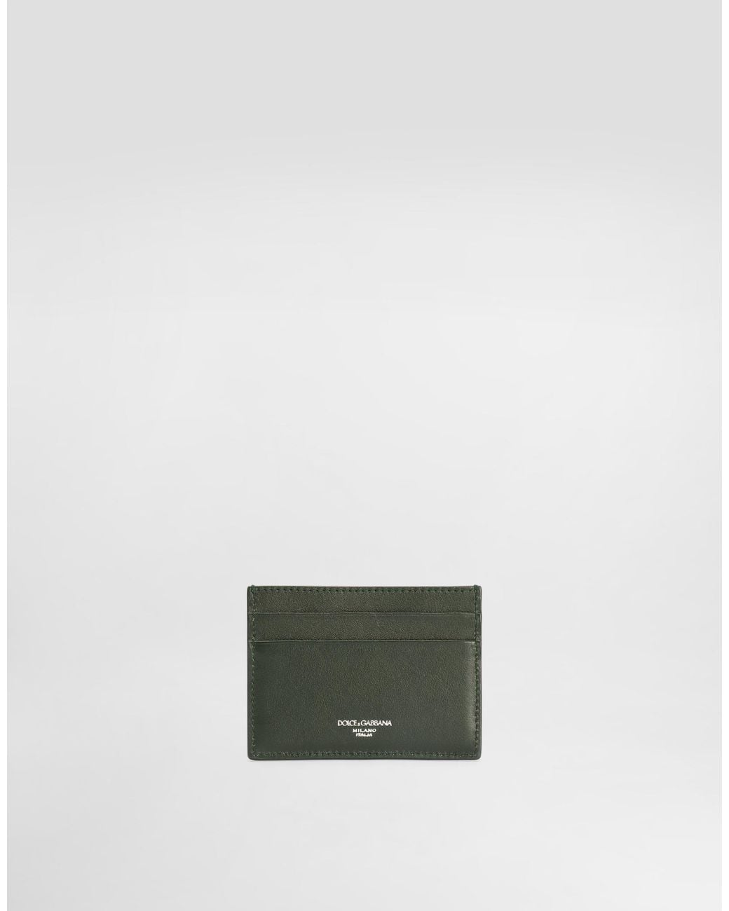 Dolce & Gabbana Green Plongé Woven Calfskin Card Holder for men