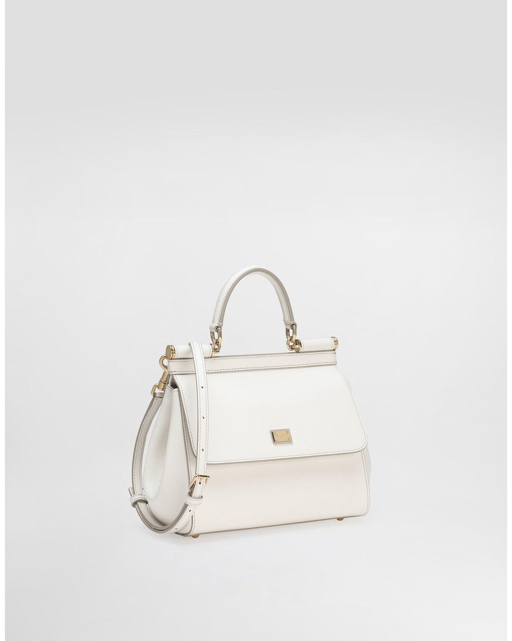 Dolce & Gabbana White Small Dauphine Leather Sicily Bag
