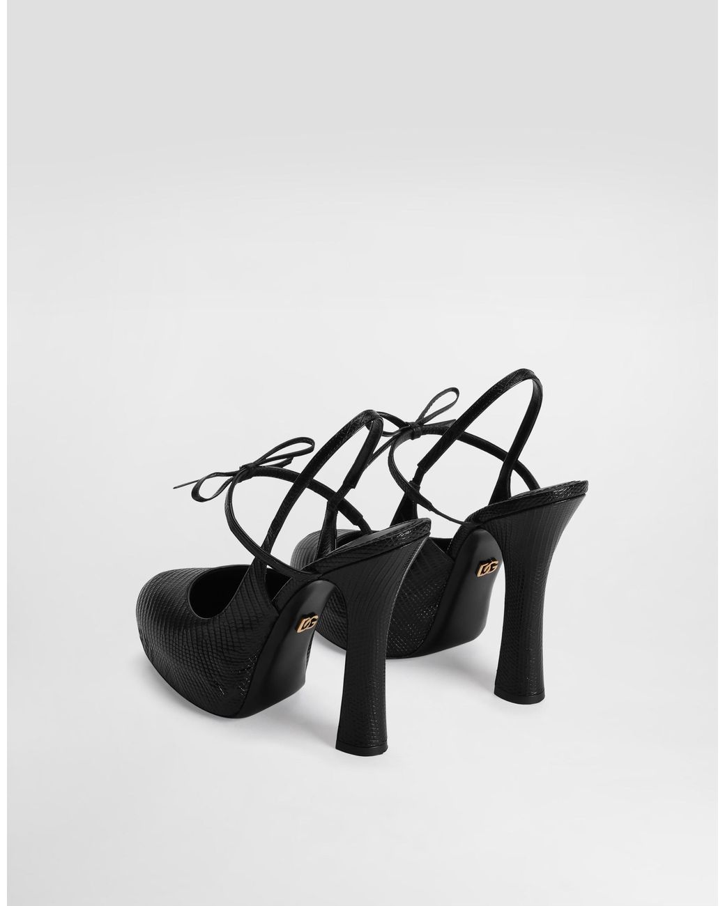 Dolce & Gabbana White Lizard Skin Slingbacks