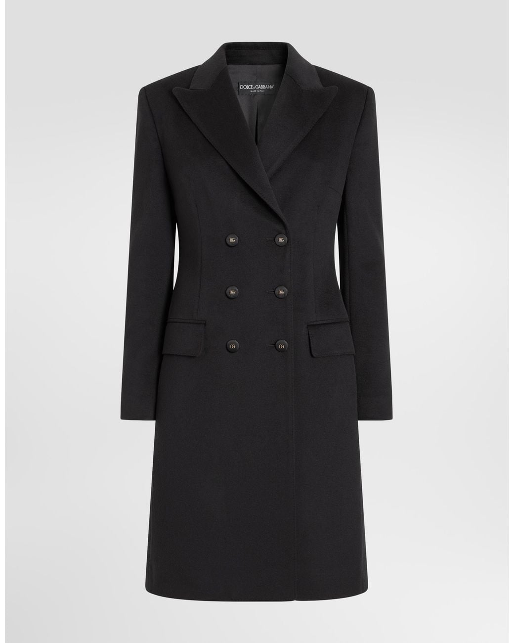 Dolce & Gabbana Black Dolce Double-Breasted Wool Coat