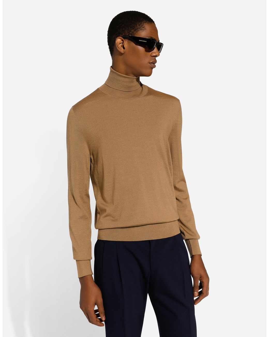 Dolce & Gabbana Brown Cashmere And Silk Turtle-Neck Sweater for men