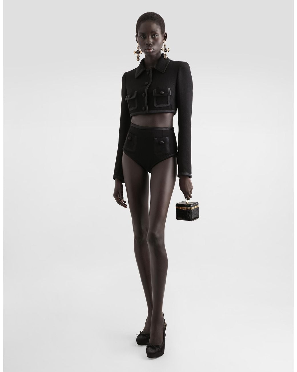 Dolce & Gabbana Black Short Wool Crepe Jacket