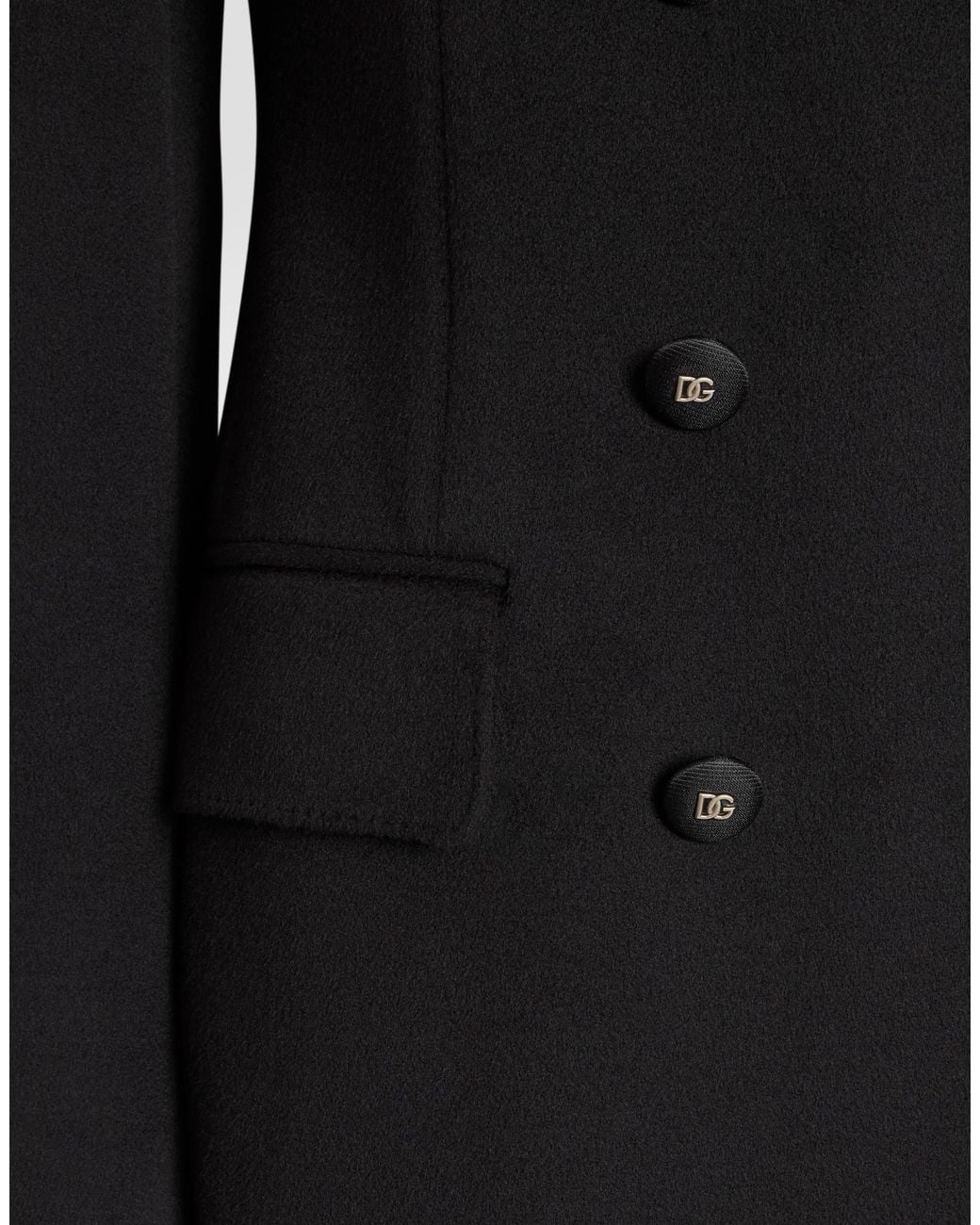 Dolce & Gabbana Black Dolce Double-Breasted Wool Coat