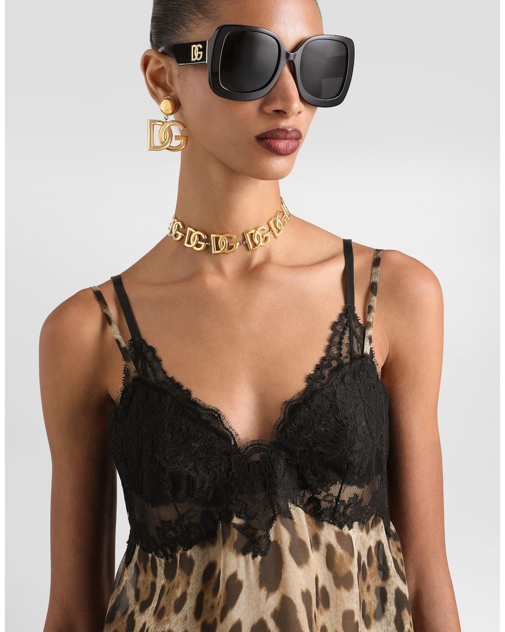 Dolce & Gabbana Natural Leo- Chiffon Slip Dress