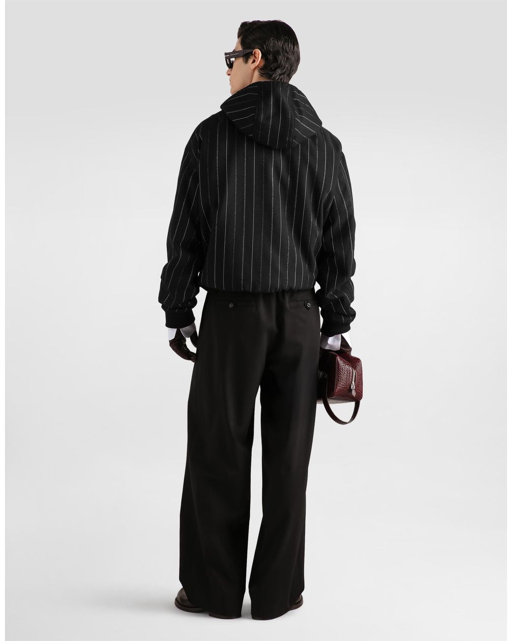 Dolce & Gabbana Black Padded Pinstripe Bomber Jacket for men
