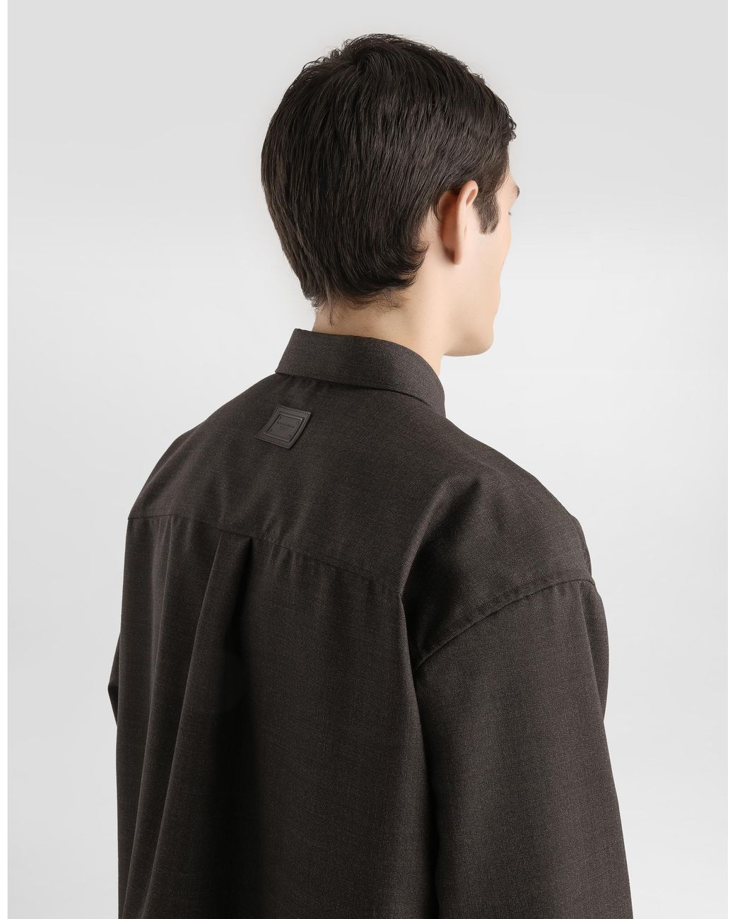 Dolce & Gabbana Black Virgin Wool Canvas Shirt for men