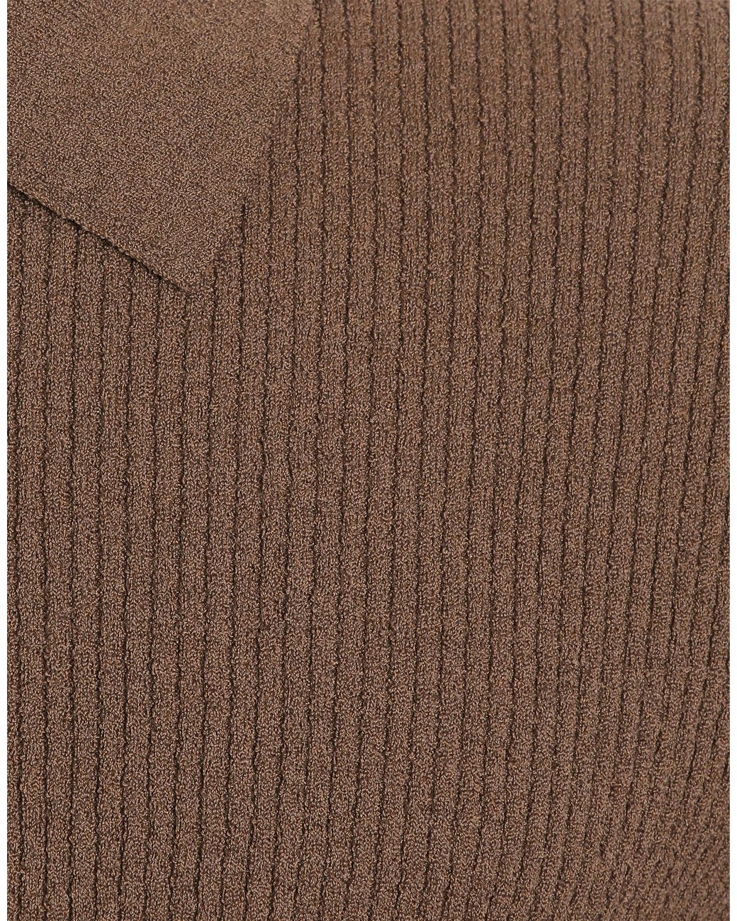 Dolce & Gabbana Brown Ribbed Wool Polo Shirt for men