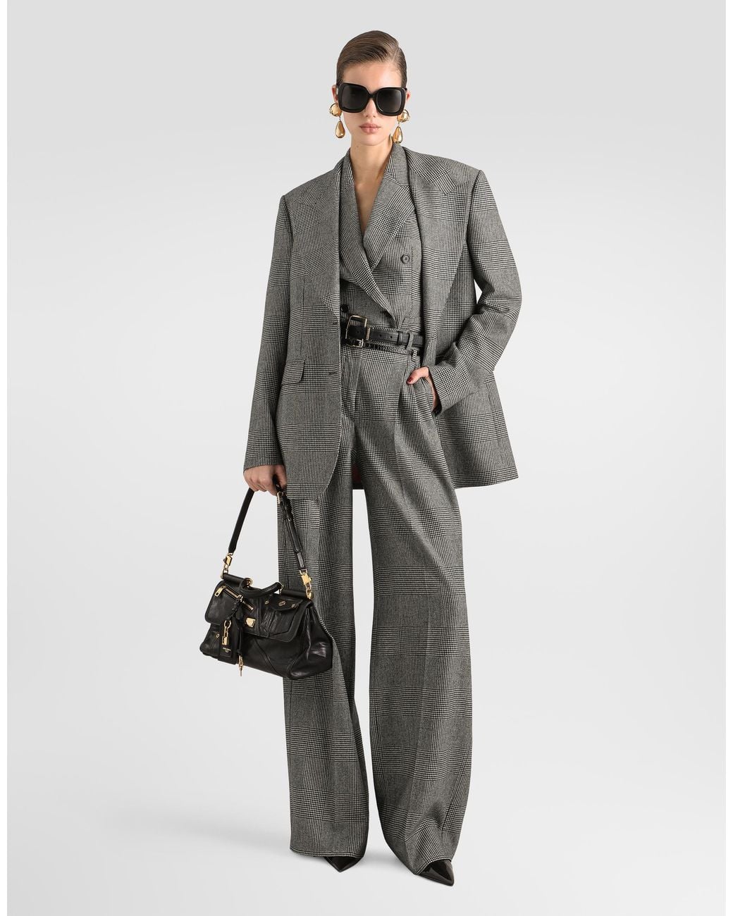 Dolce & Gabbana Gray Glen Plaid Flannel Trousers