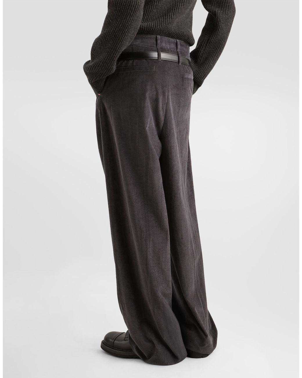 Dolce & Gabbana Gray Velvet Trousers for men