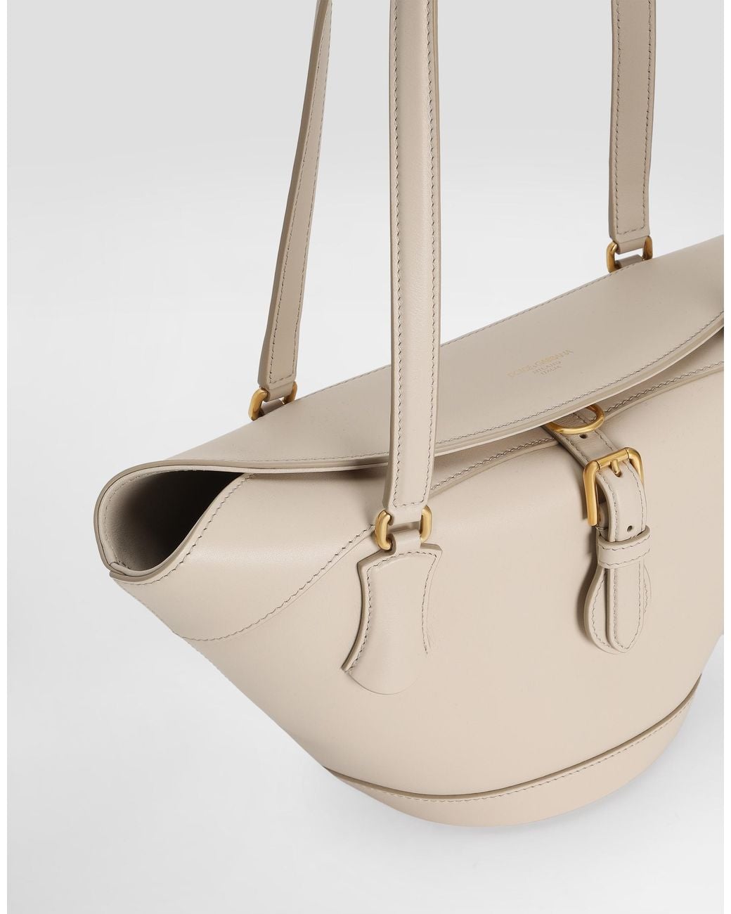 Dolce & Gabbana White Coffa Capri Leather Shoulder Bag