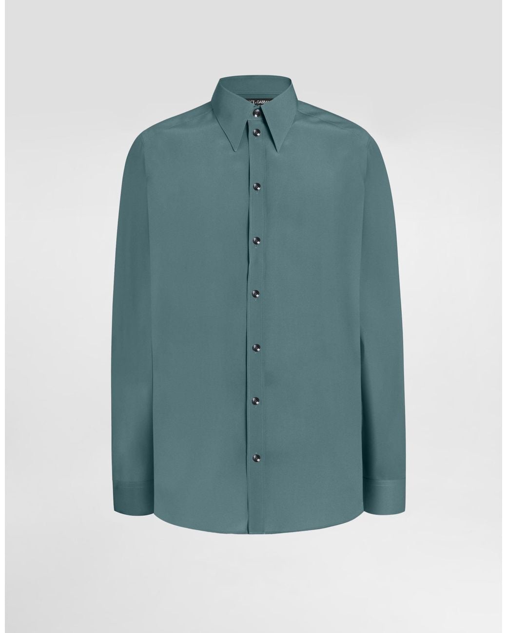 Dolce & Gabbana Blue Silk Crêpe De Chine Shirt for men