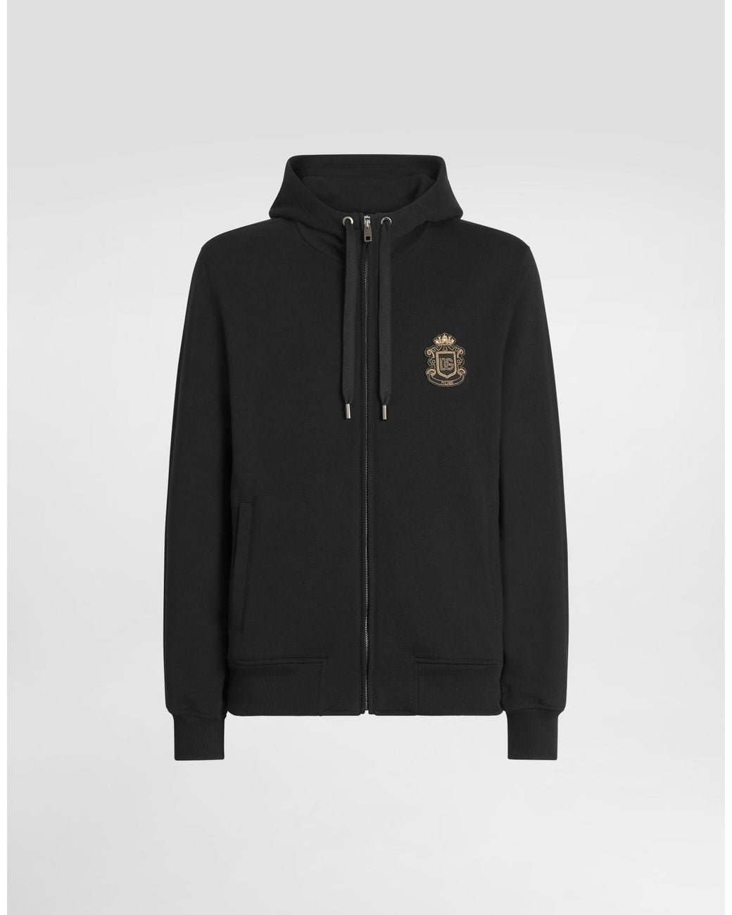Dolce & Gabbana Black Jersey Sweatshirt With Heraldic Patch for men