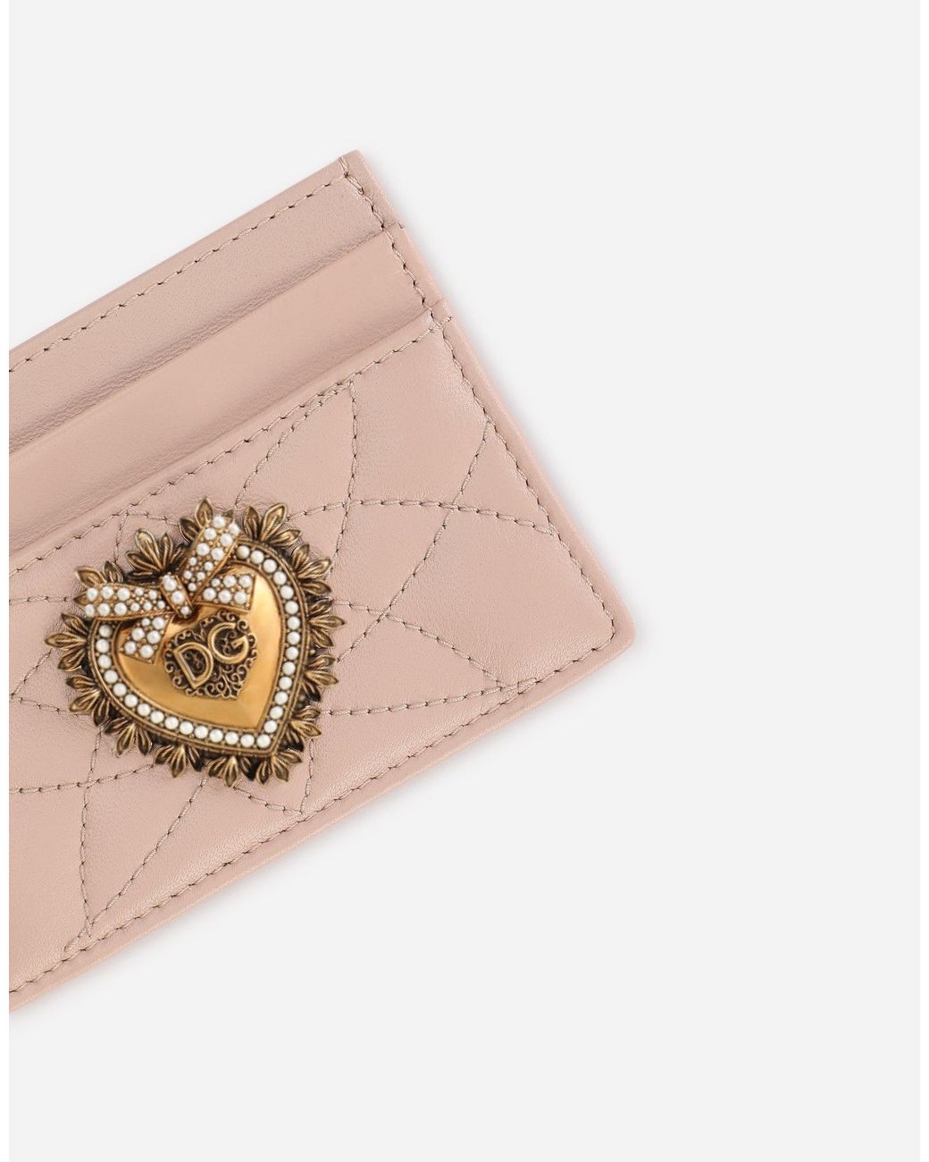 Dolce & Gabbana Pink Devotion Quilted Leather Card Holder