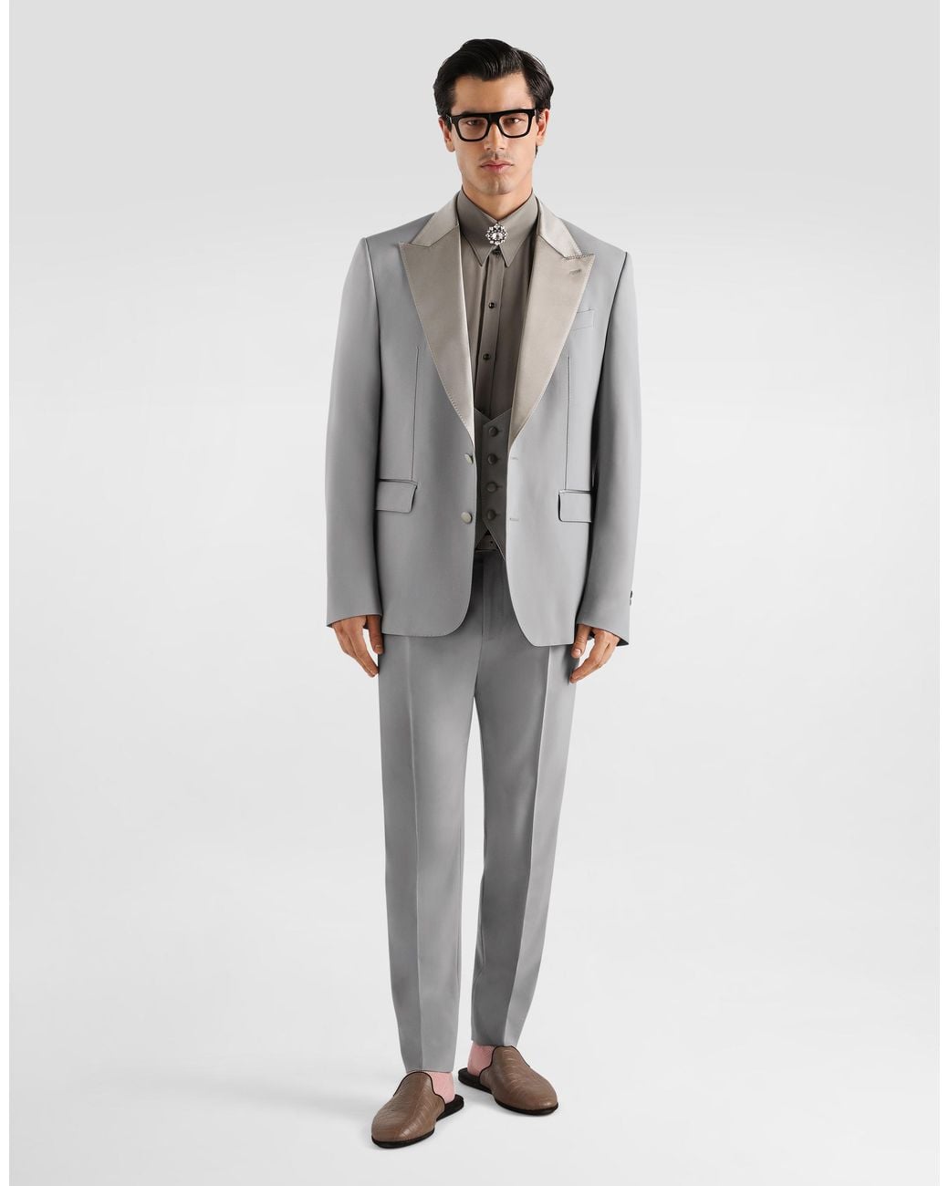 Dolce & Gabbana Gray Micro-Rib Trousers for men
