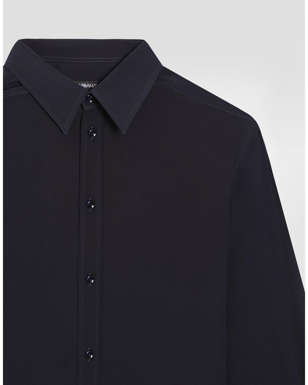 Dolce & Gabbana Blue Silk Crêpe De Chine Martini Shirt for men