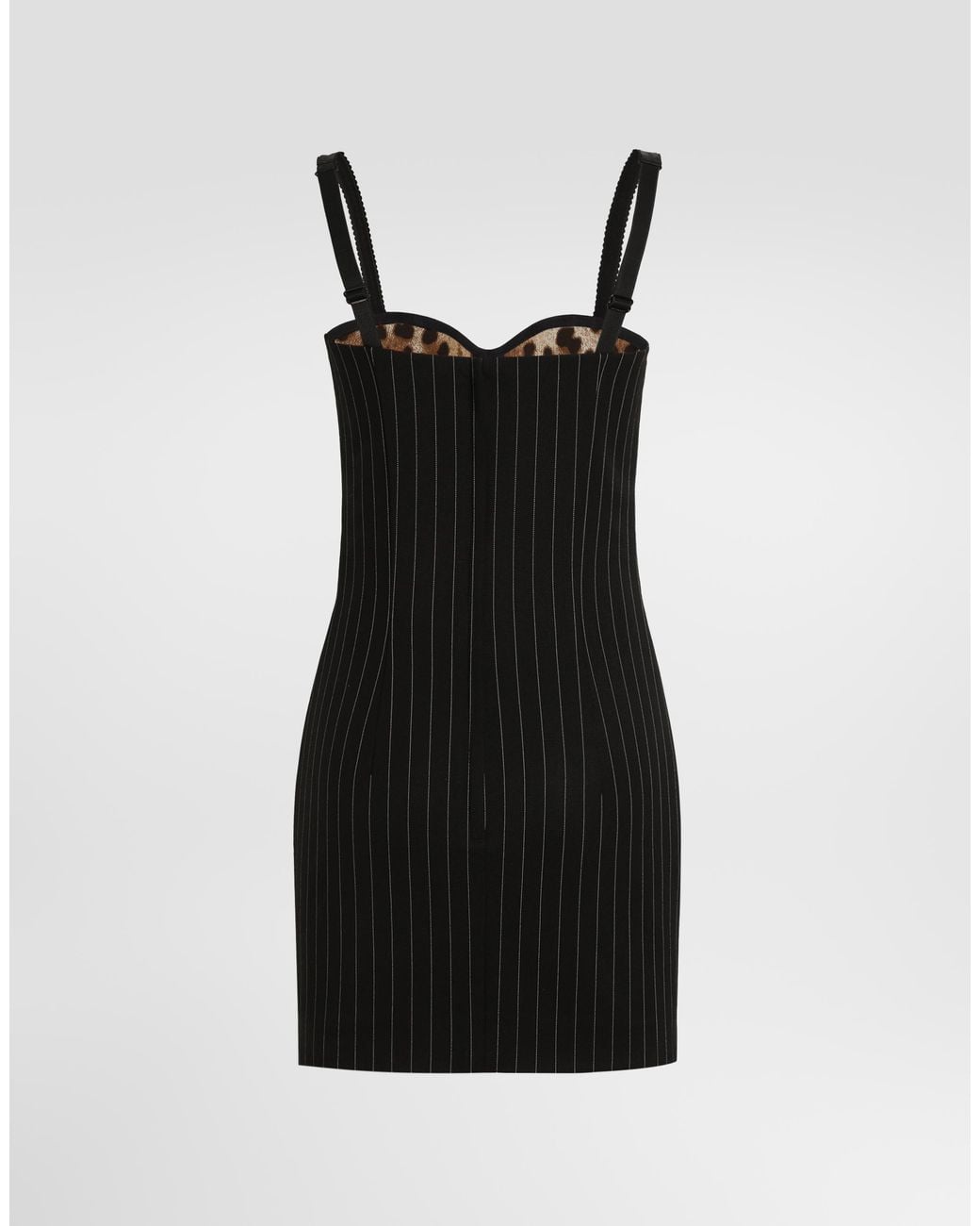 Dolce & Gabbana Black Pinstripe Wool Dress