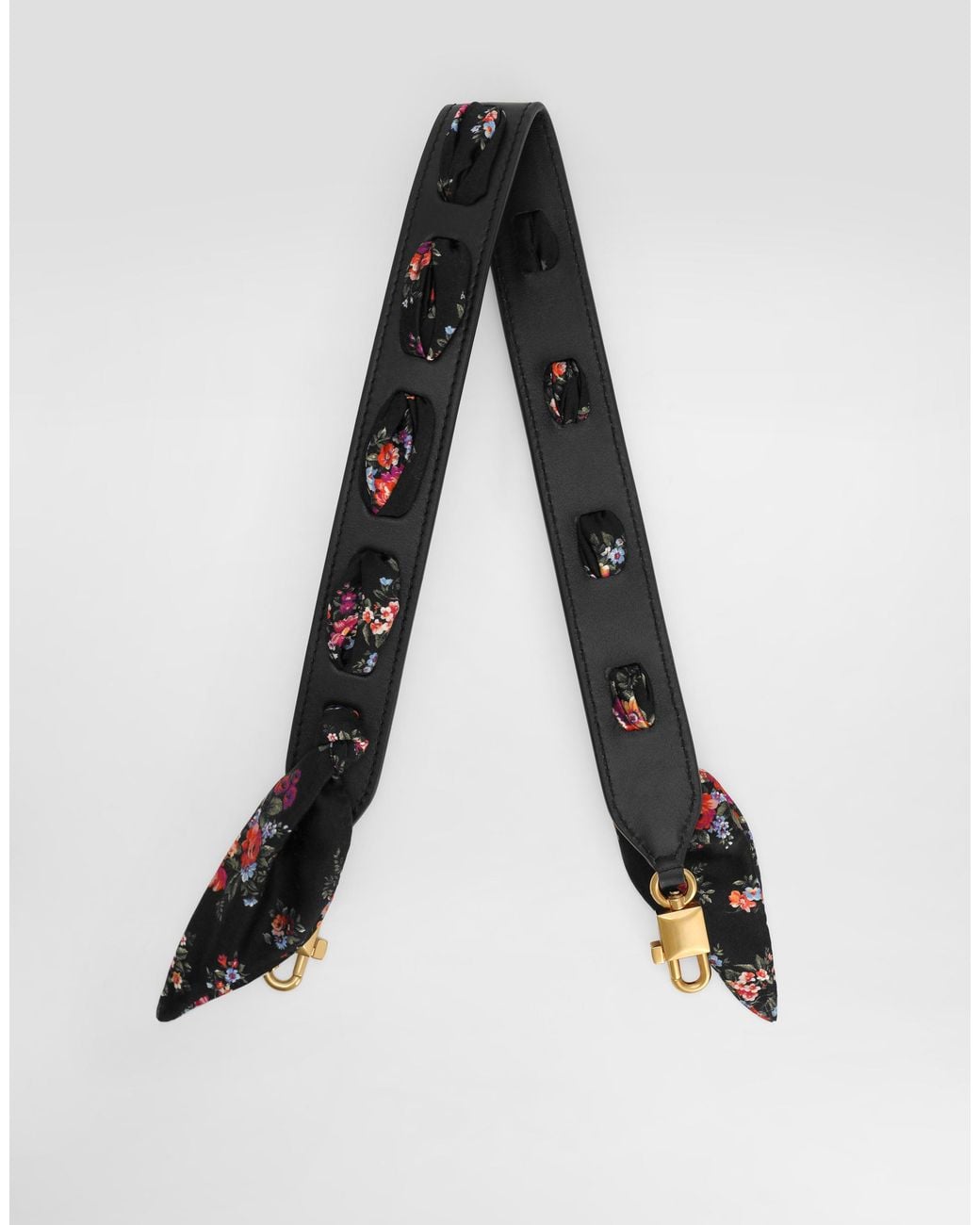Dolce & Gabbana Black Raffia Crochet And Twill Shoulder Strap