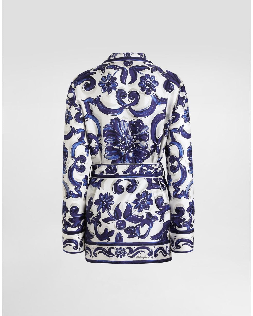 Dg Exclusive Chemise Vanity En Soie À Majoliques Dolce & Gabbana en coloris Blue