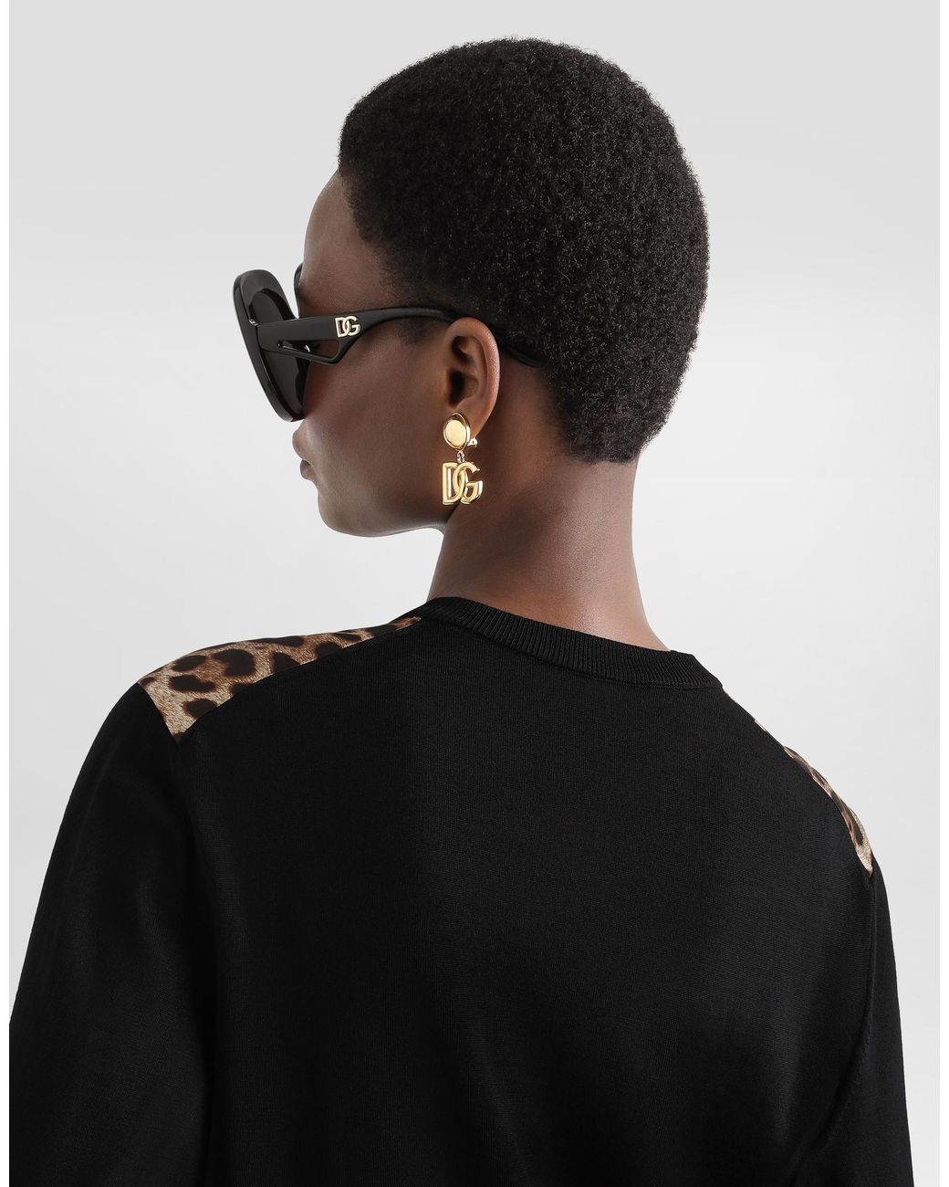 Dolce & Gabbana Black Leo- Wool Cardigan