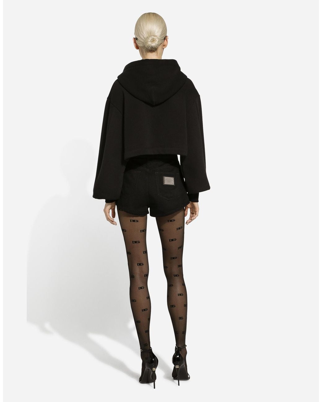 Dolce & Gabbana Black Sweatshirt Aus Jersey Mit Logo-Schriftzug